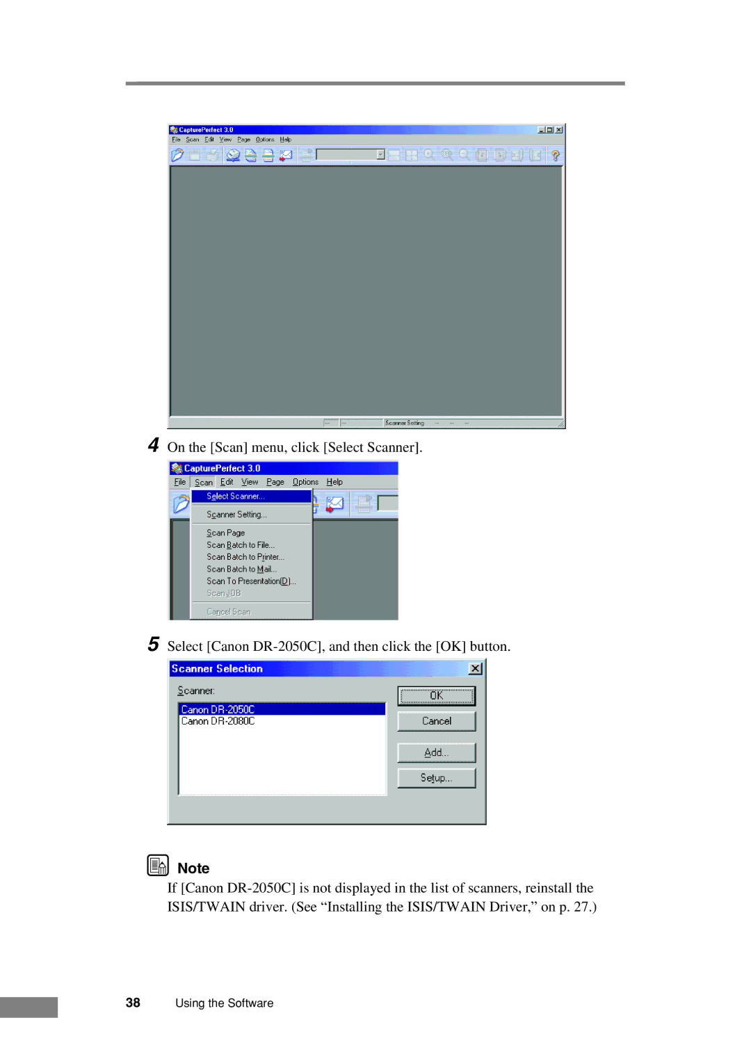 Canon DR-2050C manual Using the Software 