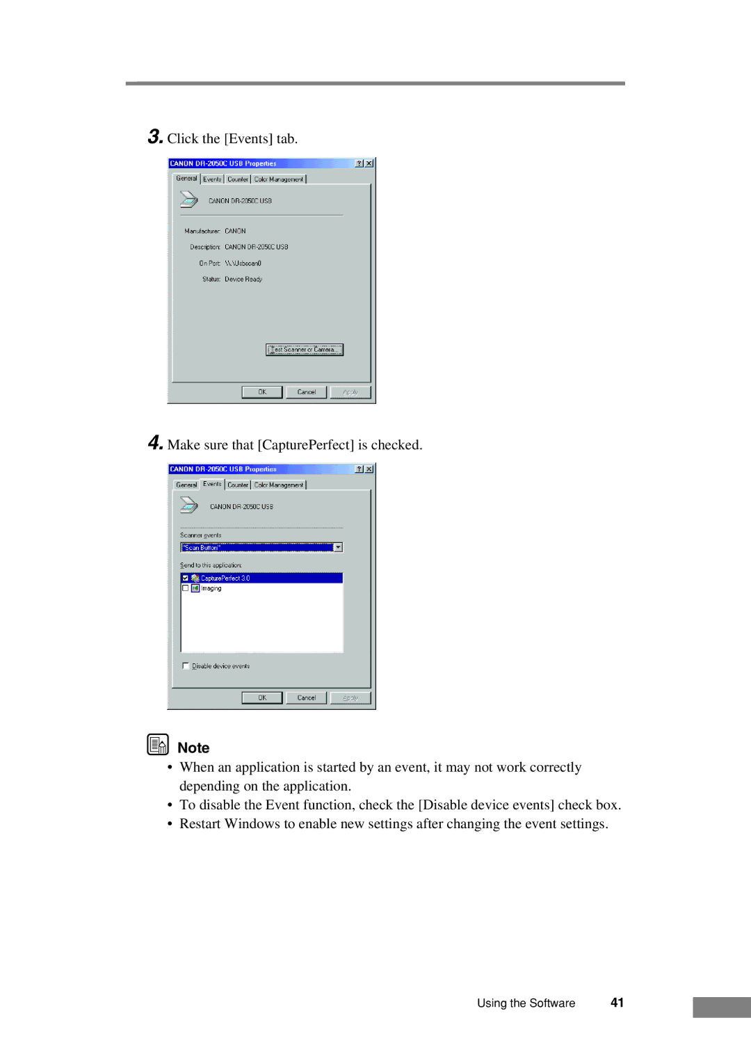 Canon DR-2050C manual Using the Software 