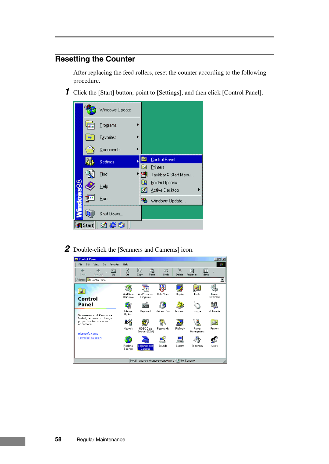 Canon DR-2050C manual Resetting the Counter 