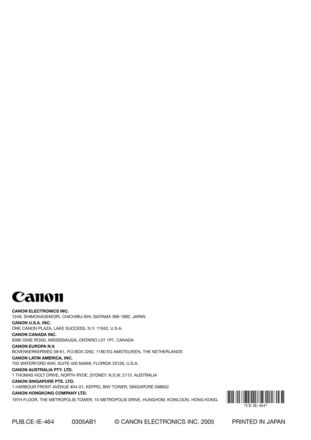 Canon DR-2050C manual PUB.CE-IE-464 