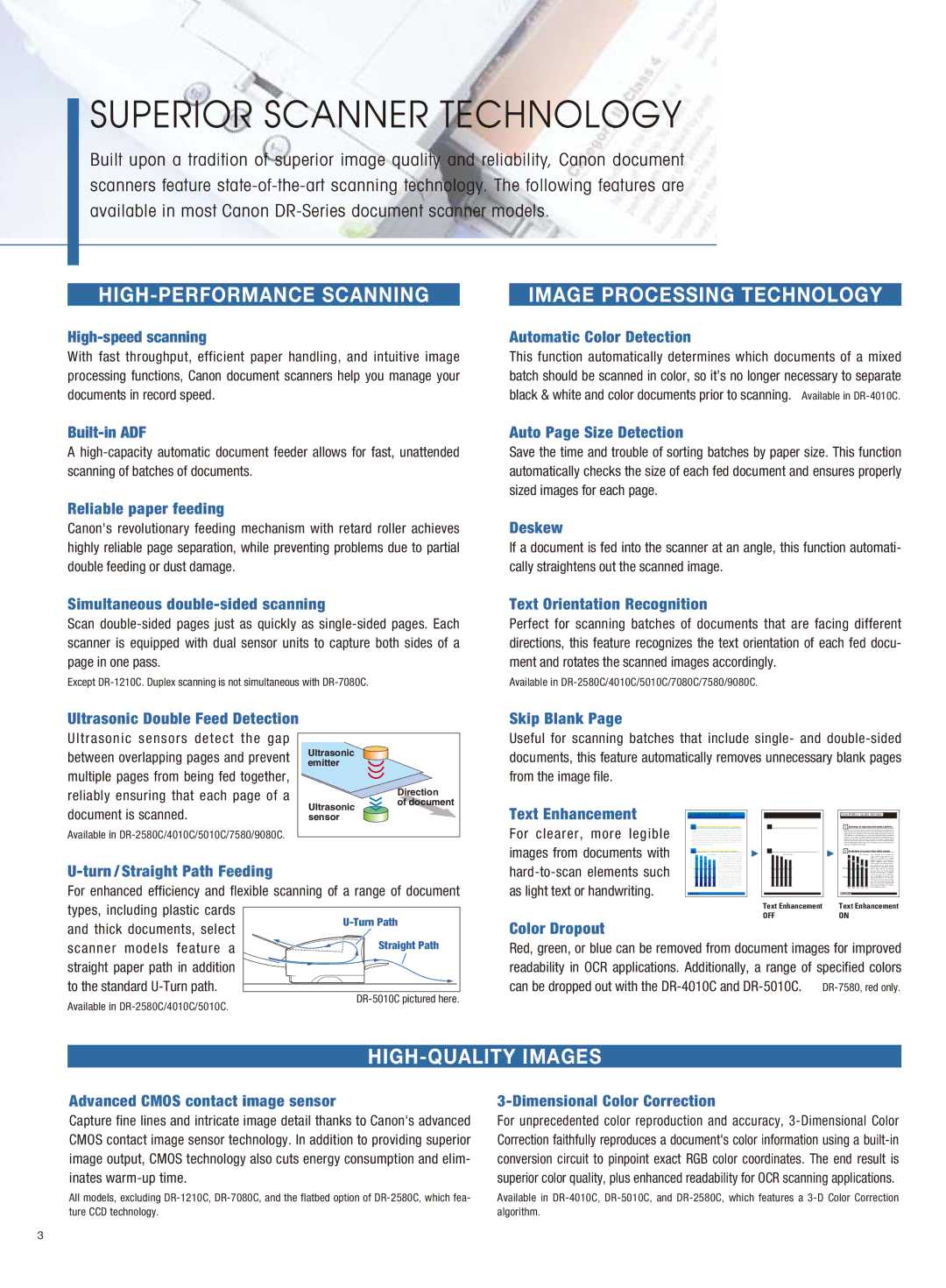 Canon DR-2050SP, DR-1210C manual Superior Scanner Technology 