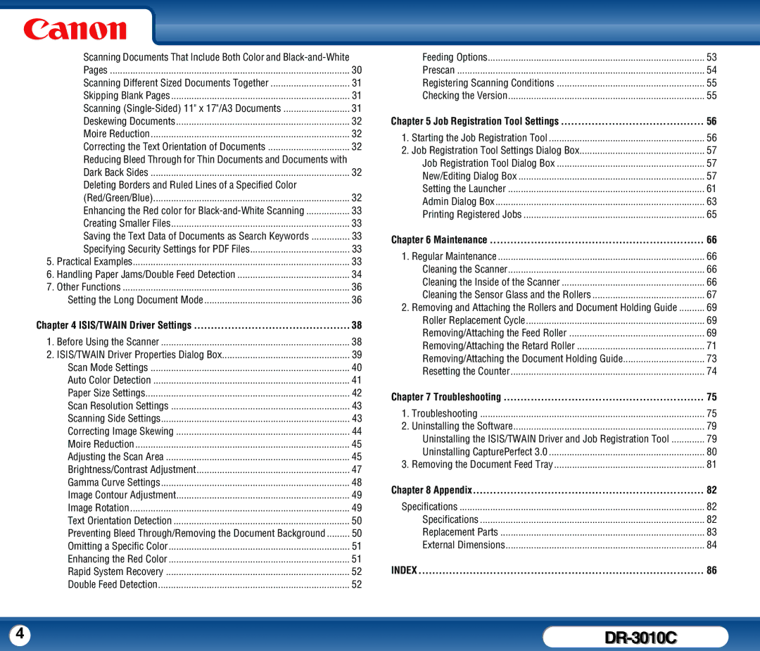 Canon DR-3010C user manual Maintenance, Appendix 