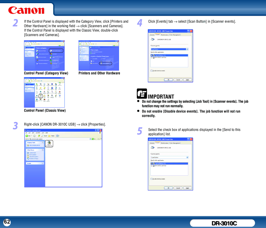 Canon DR-3010C user manual Control Panel Classic View 