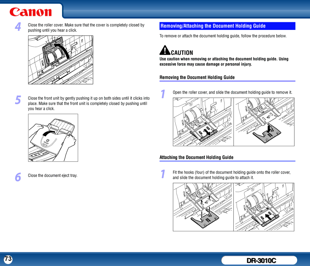 Canon DR-3010C user manual Removing/Attaching the Document Holding Guide, Removing the Document Holding Guide 