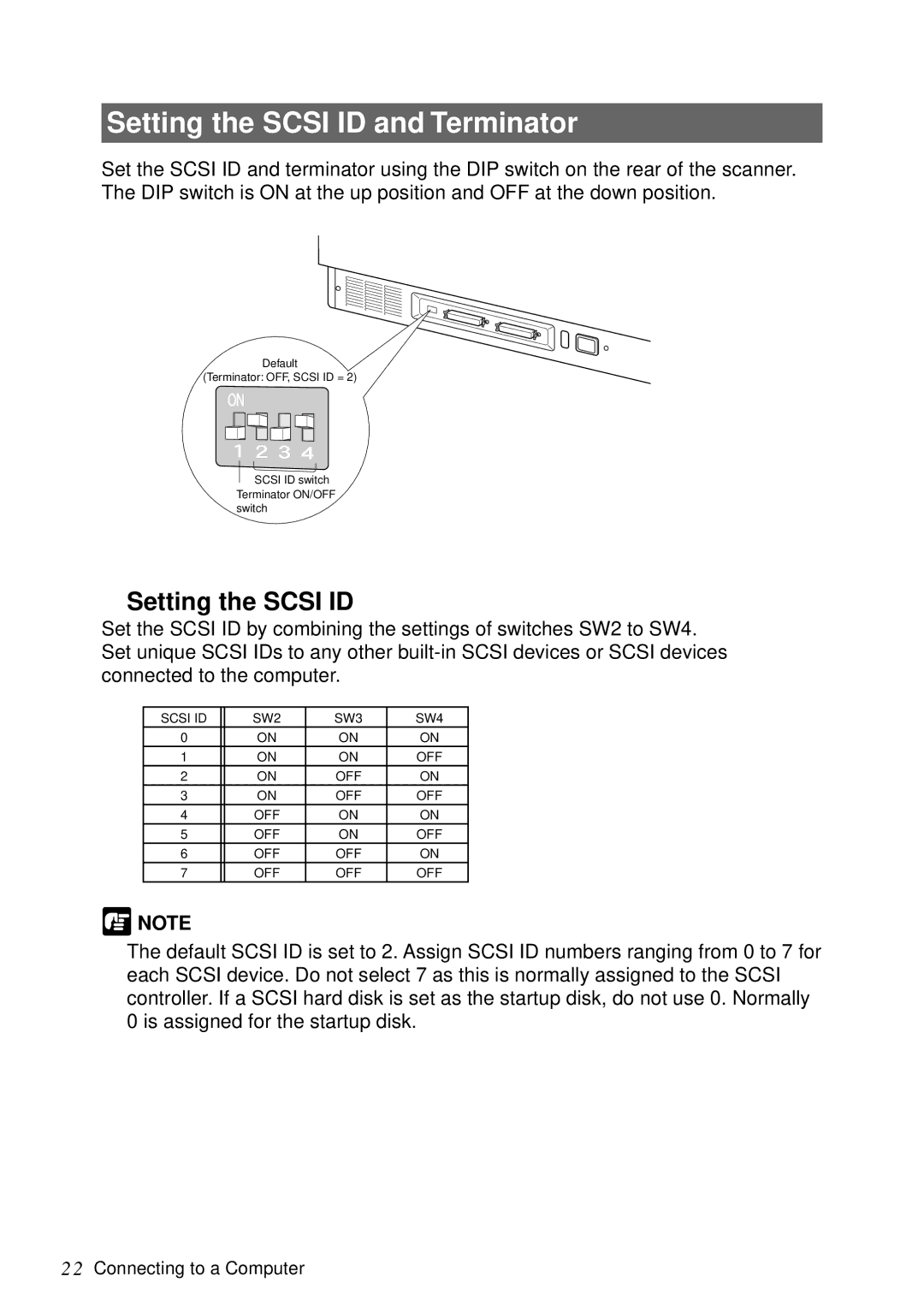 Canon DR-5060F manual Setting the Scsi ID and Terminator 