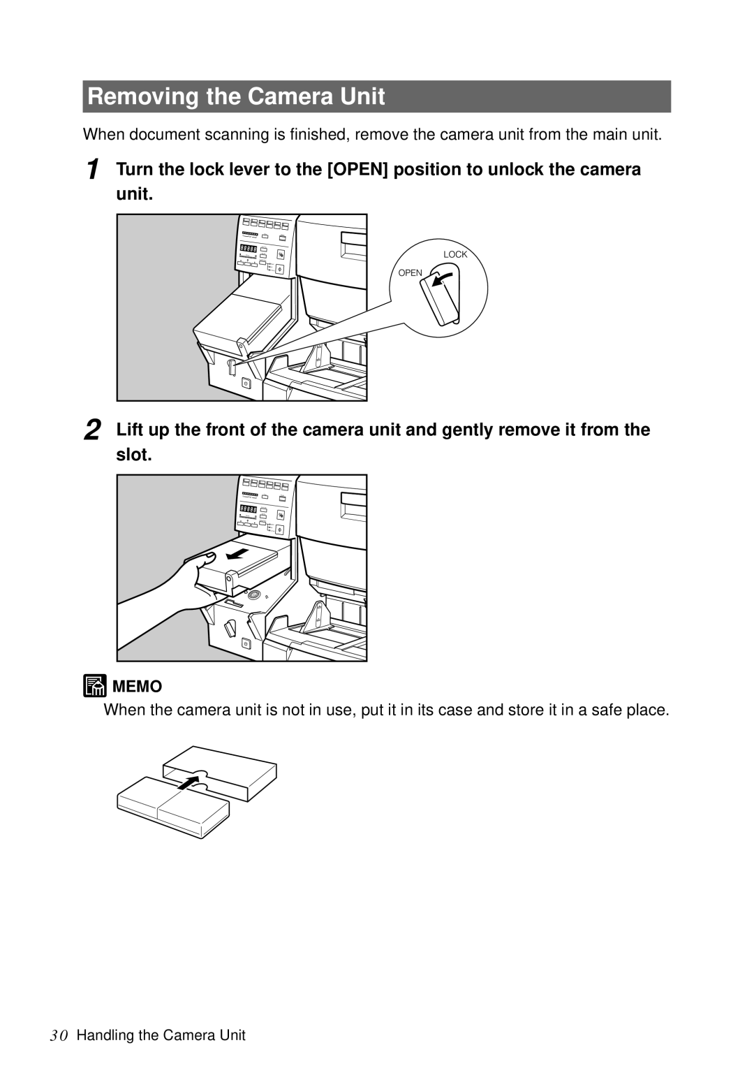 Canon DR-5060F manual Removing the Camera Unit 