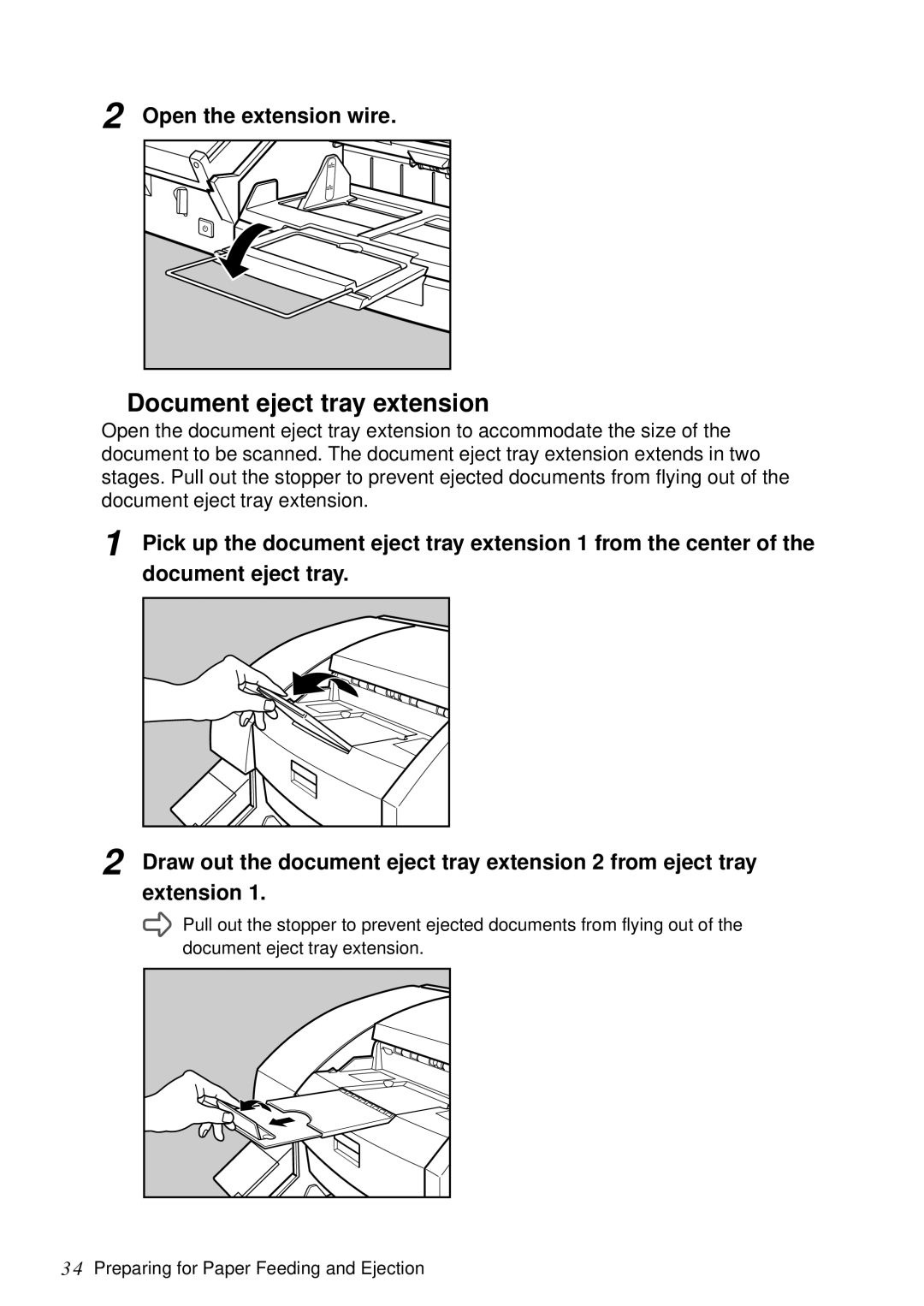 Canon DR-5060F manual Document eject tray extension, Open the extension wire 