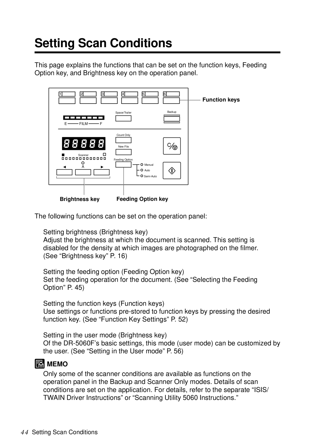 Canon DR-5060F manual Setting Scan Conditions 