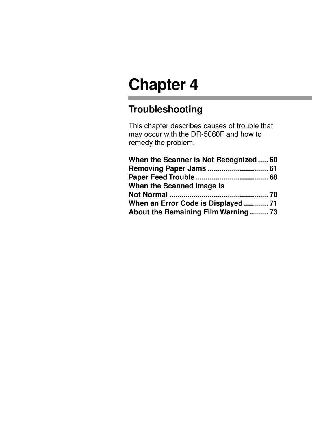 Canon DR-5060F manual Troubleshooting 