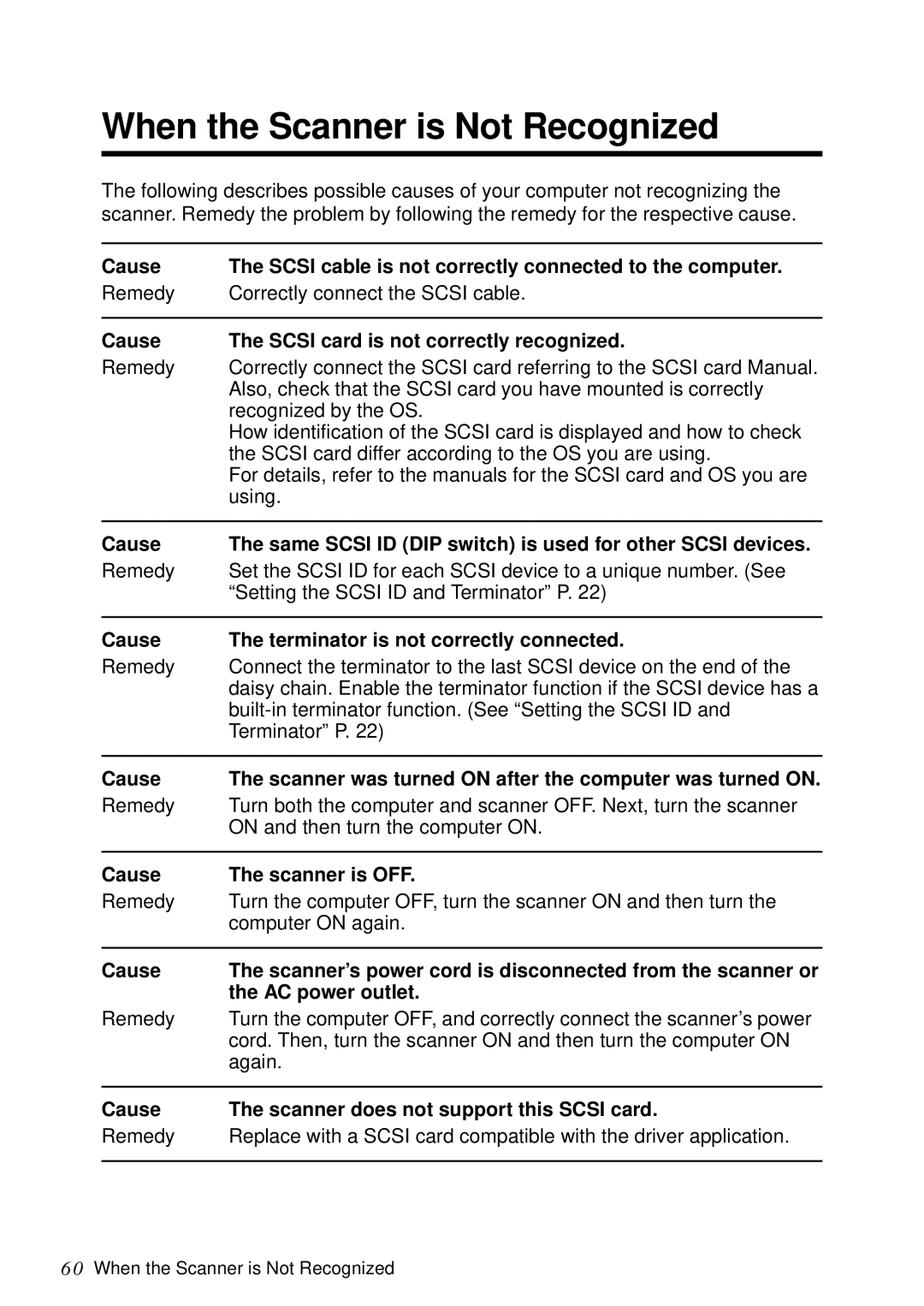 Canon DR-5060F manual When the Scanner is Not Recognized 