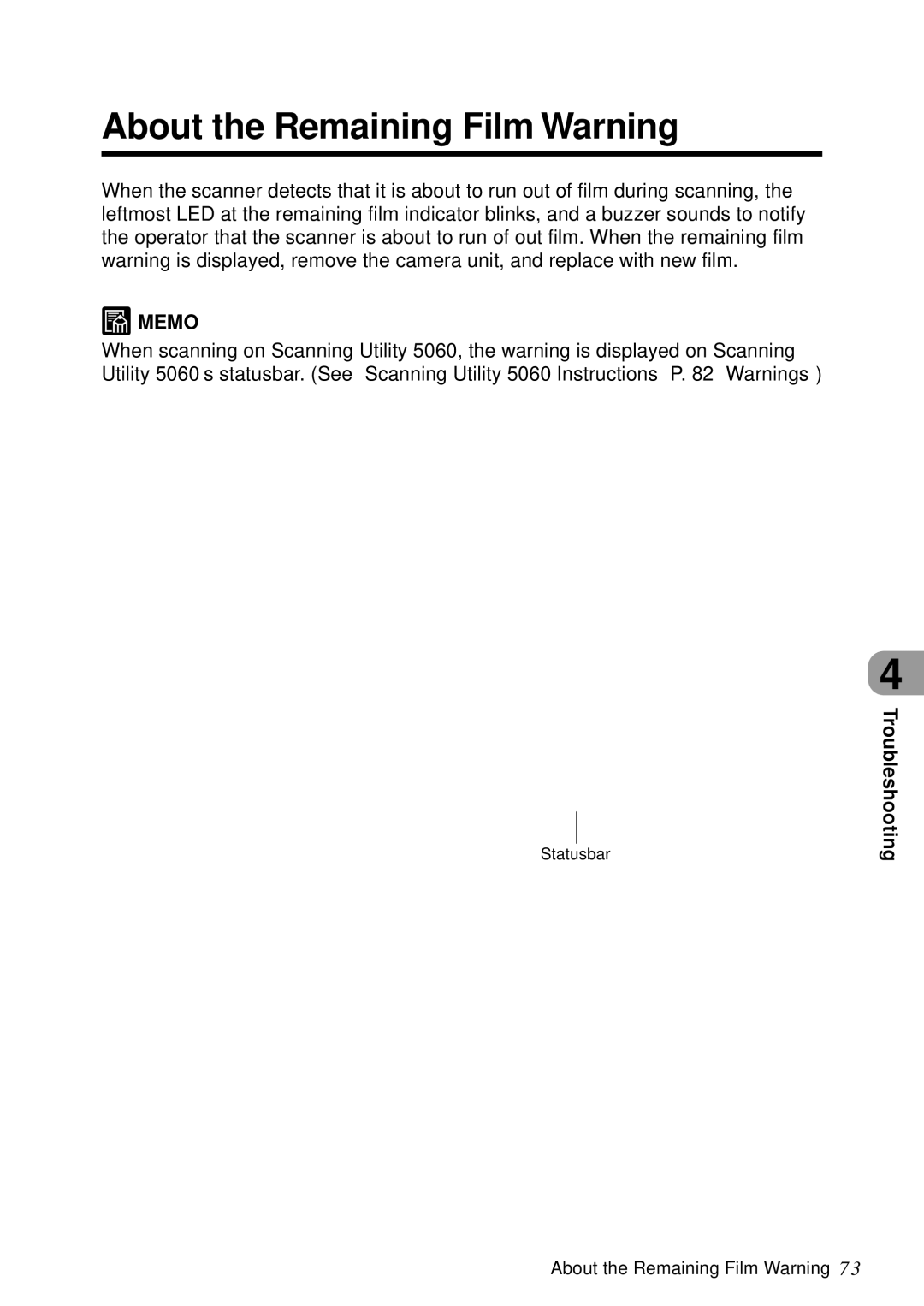 Canon DR-5060F manual About the Remaining Film Warning 