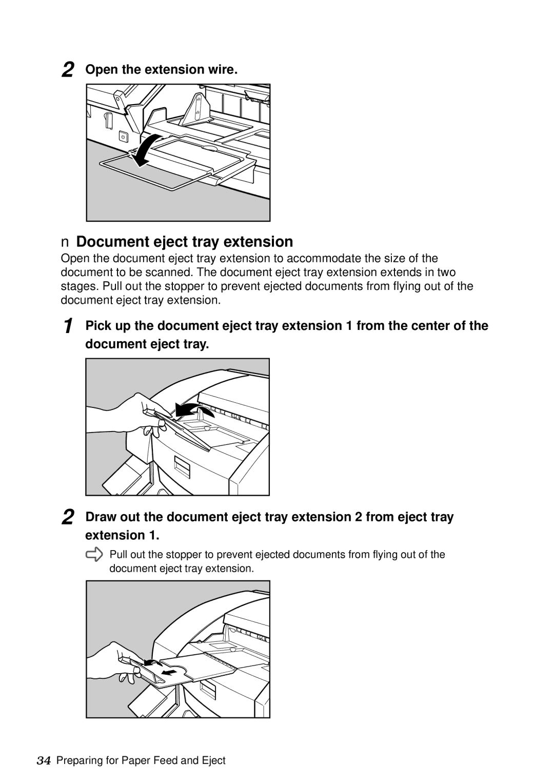 Canon DR-5060F manual Document eject tray extension, Open the extension wire 