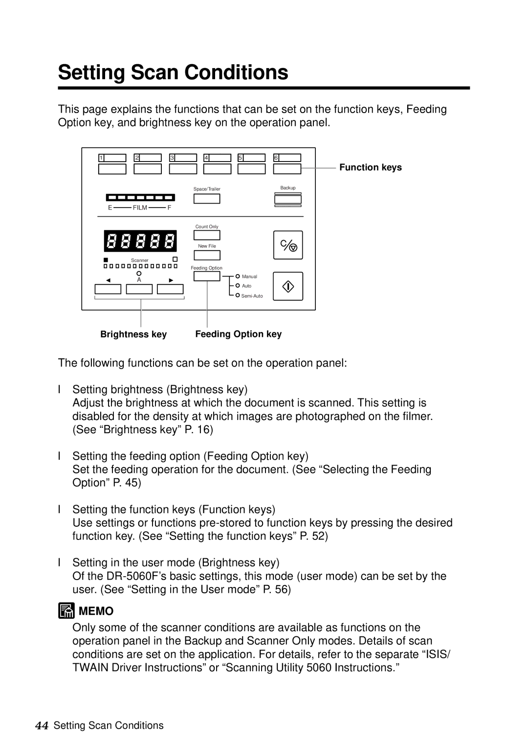 Canon DR-5060F manual Setting Scan Conditions 