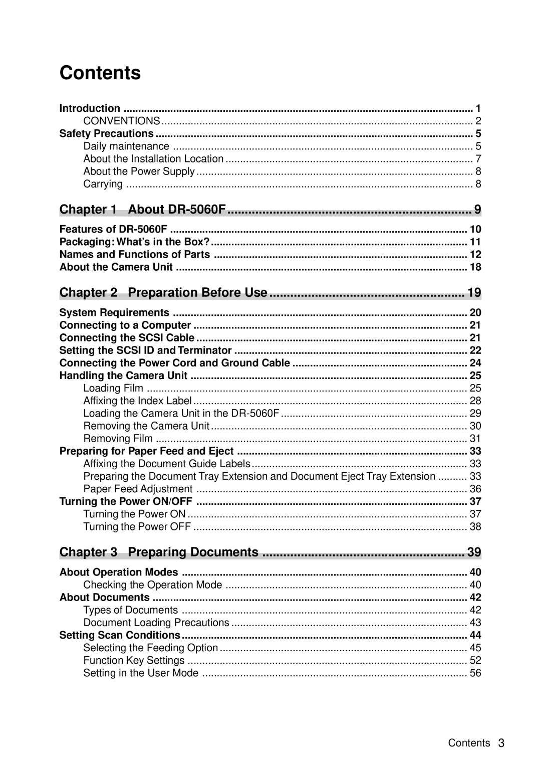 Canon DR-5060F manual Contents 