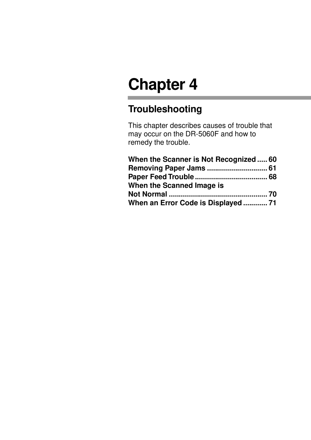 Canon DR-5060F manual Troubleshooting 