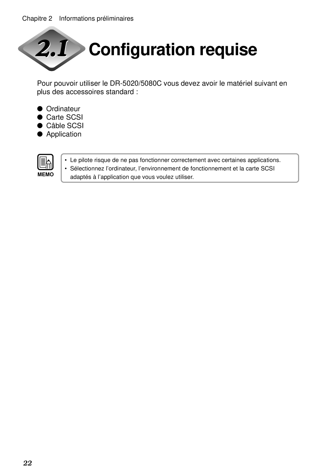 Canon DR-5020, DR-5080C manual Configuration requise 