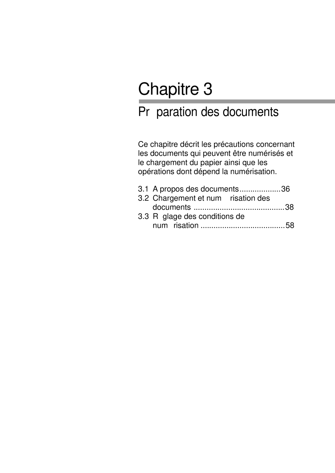 Canon DR-5080C, DR-5020 manual Chapitre, Préparation des documents 