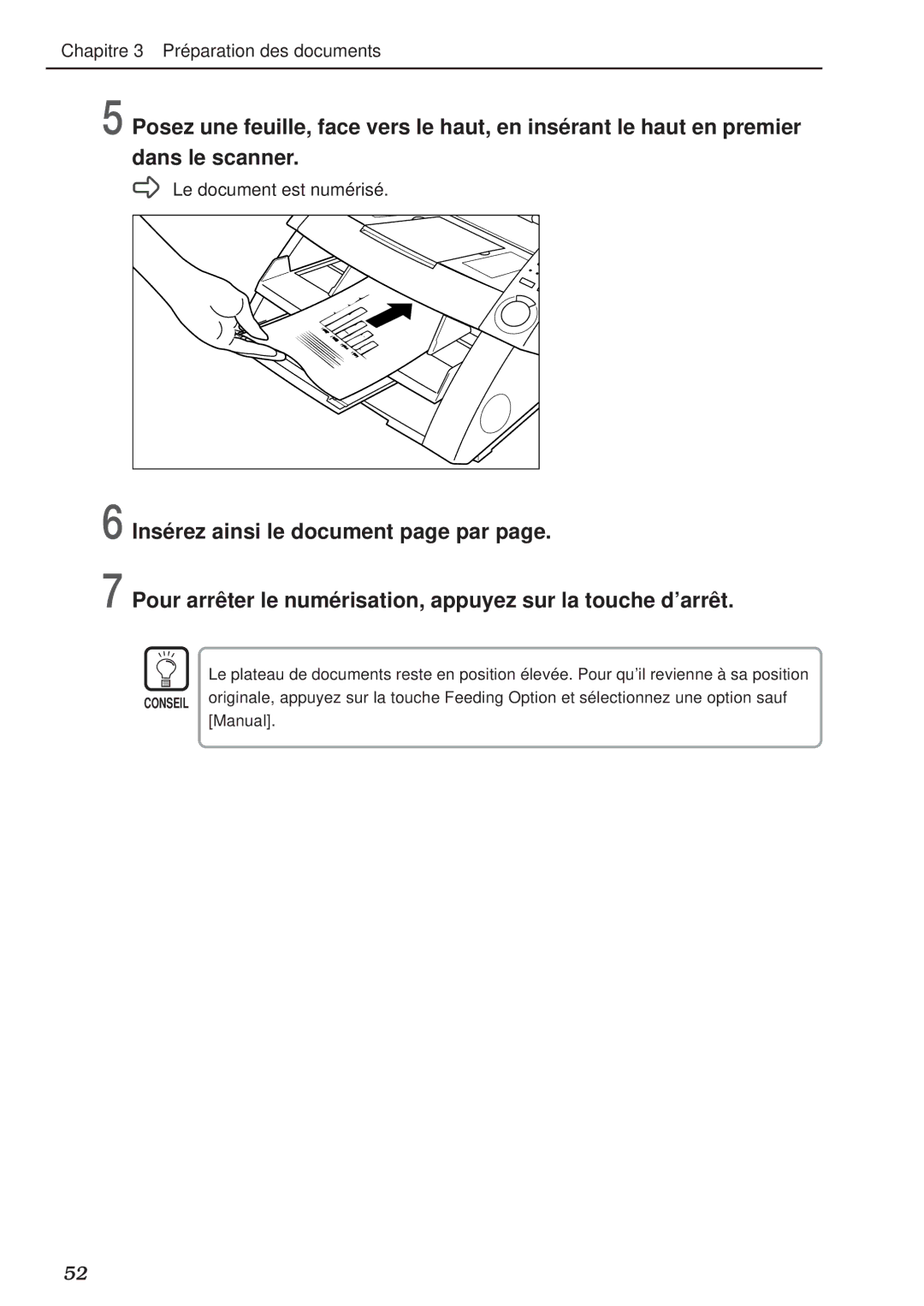 Canon DR-5020, DR-5080C manual Le document est numérisé 