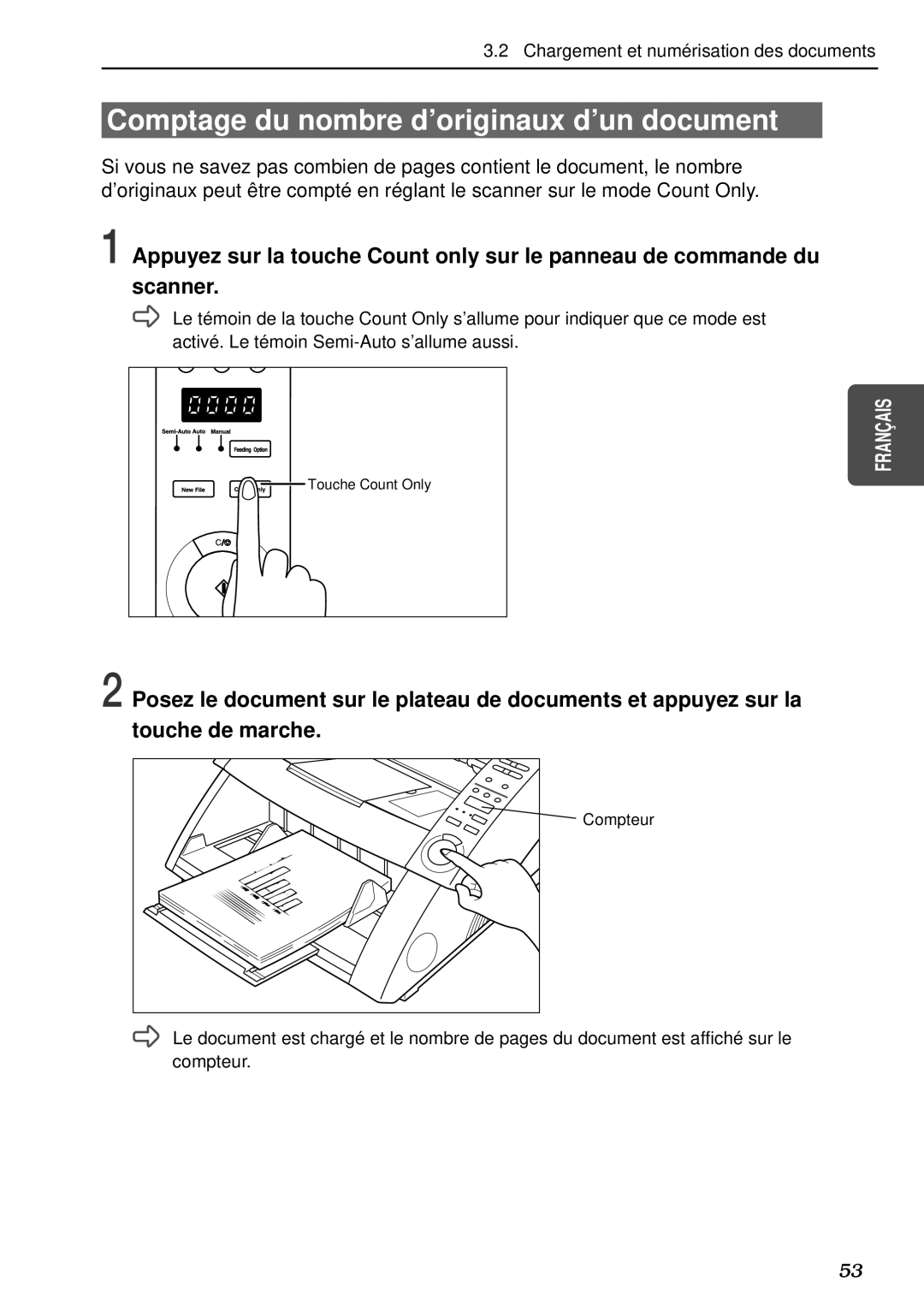 Canon DR-5080C, DR-5020 manual Comptage du nombre d’originaux d’un document 