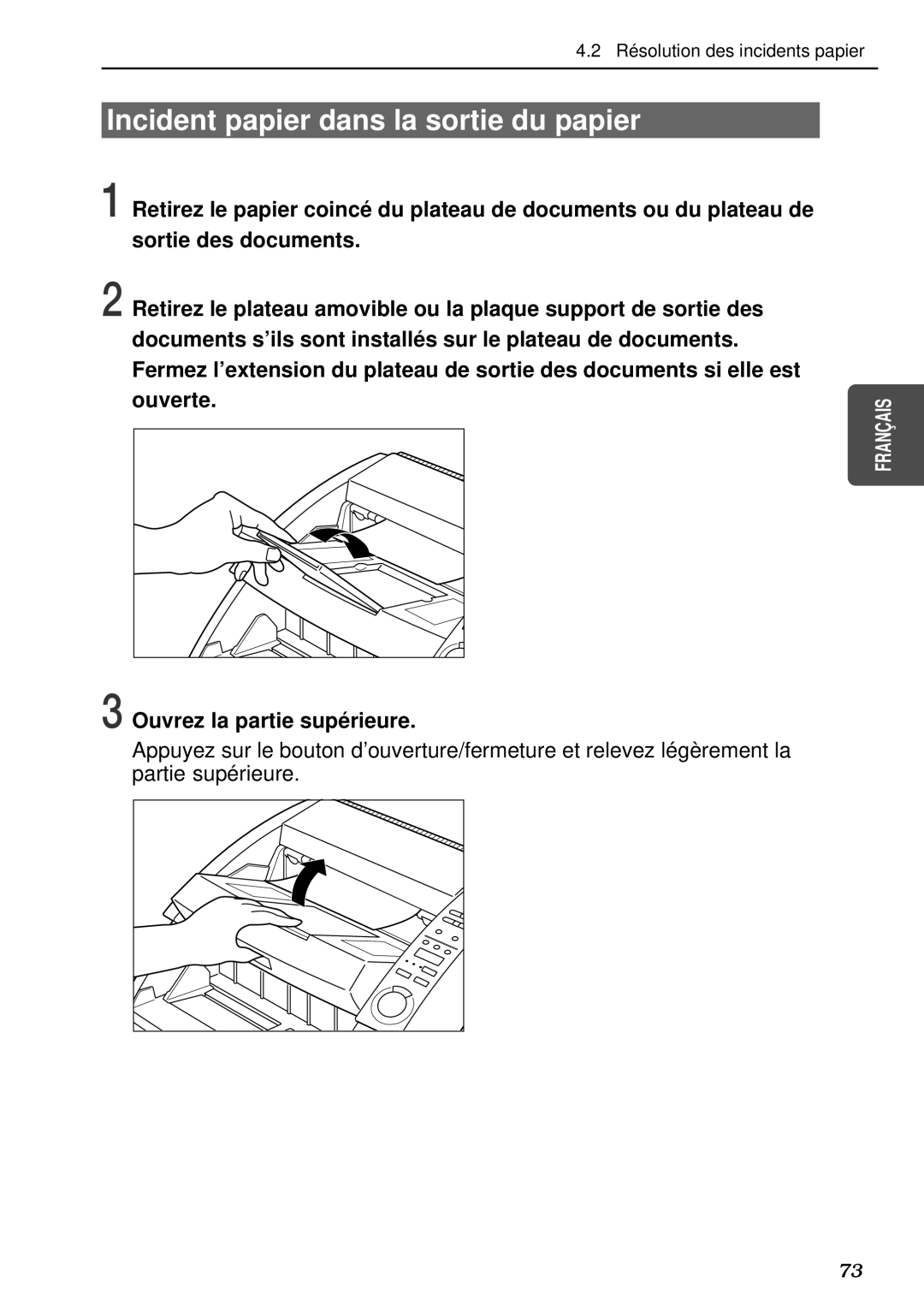 Canon DR-5080C, DR-5020 manual Incident papier dans la sortie du papier 