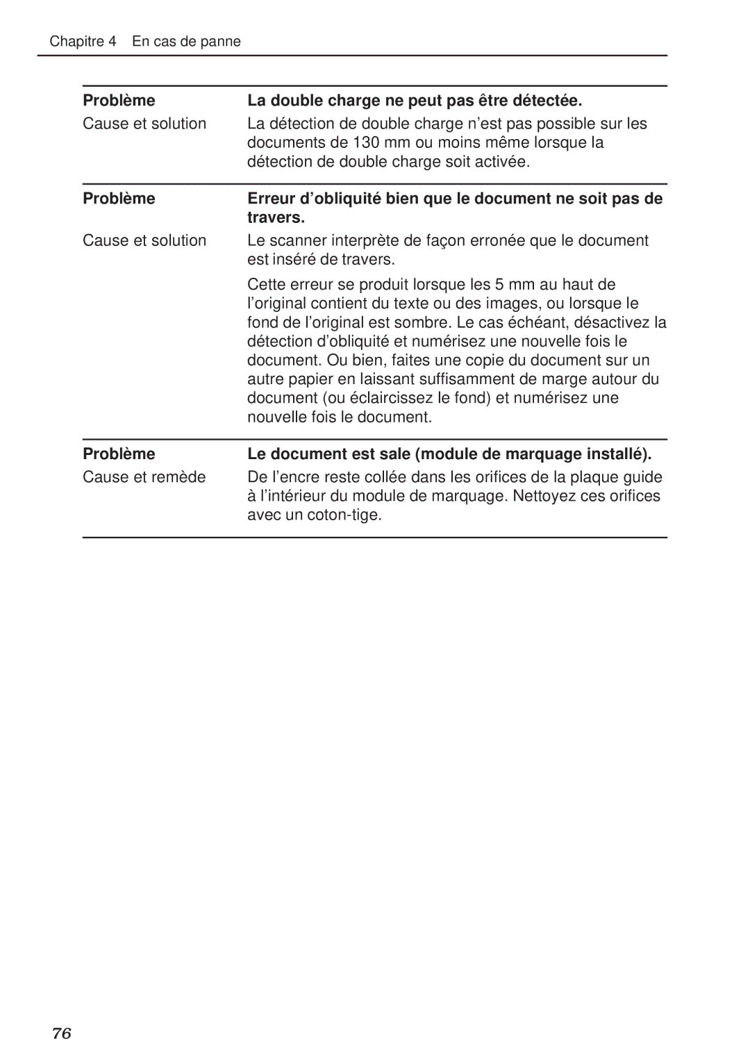 Canon DR-5020, DR-5080C manual Problè me La double charge ne peut pas ê tre dé tecté e, Travers 