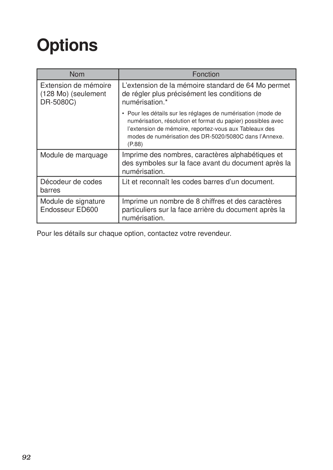 Canon DR-5020, DR-5080C manual Pour les détails sur les réglages de numérisation mode de 