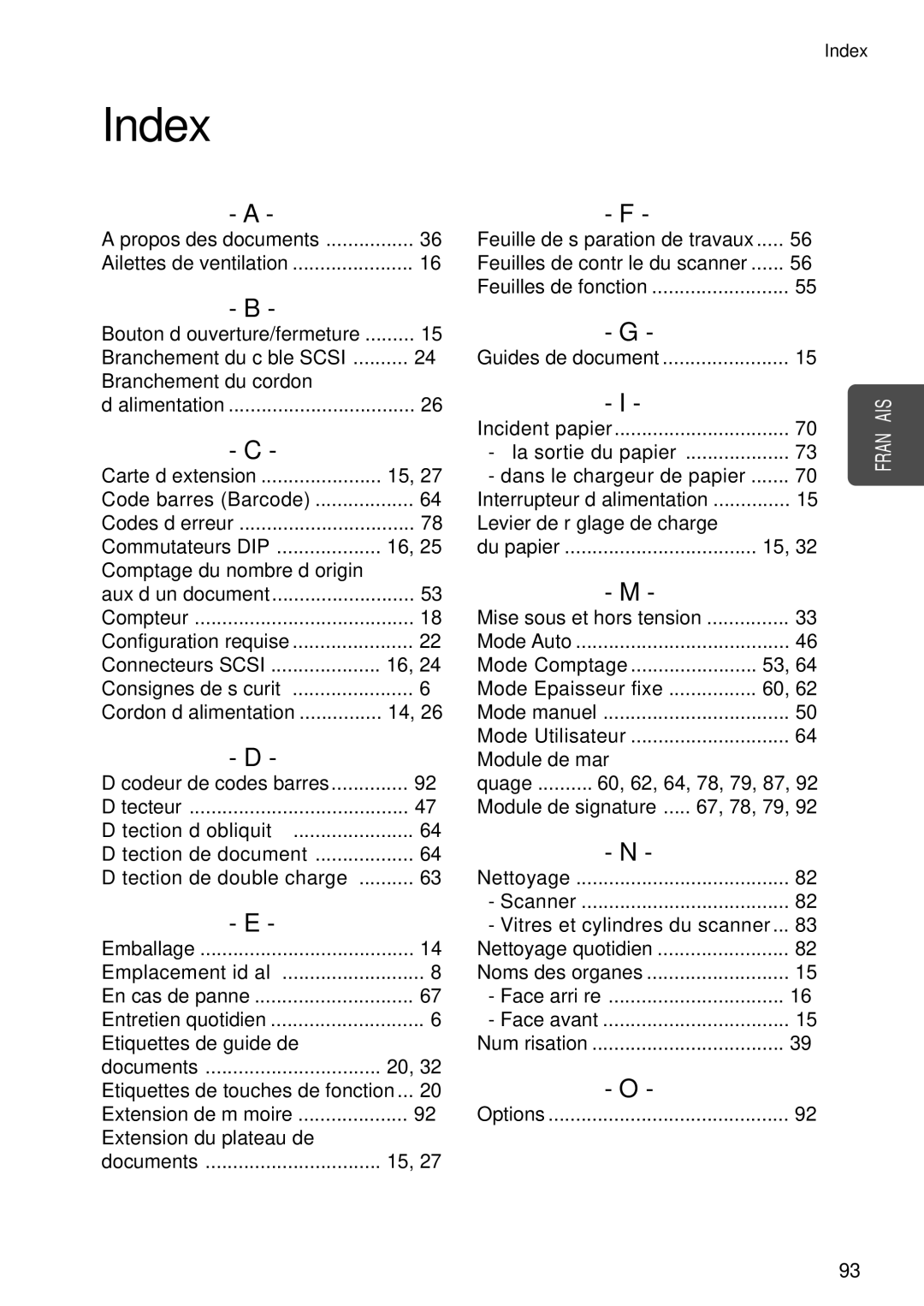 Canon DR-5080C Branchement du cordon, Carte d’extension, Commutateurs DIP Comptage du nombre d’origin, Connecteurs Scsi 