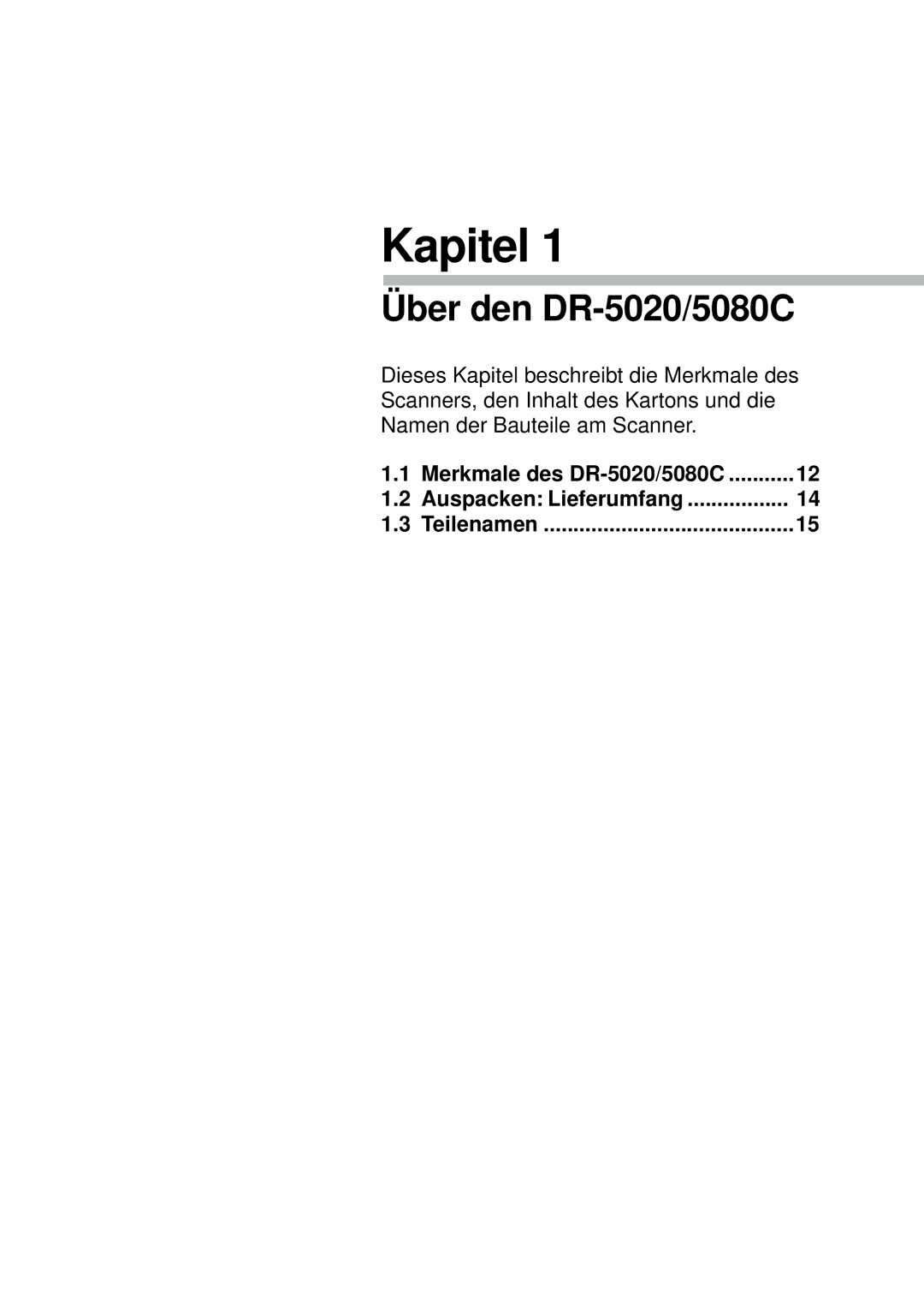 Canon DR-5080C manual Kapitel, Ber den DR-5020/5080C 