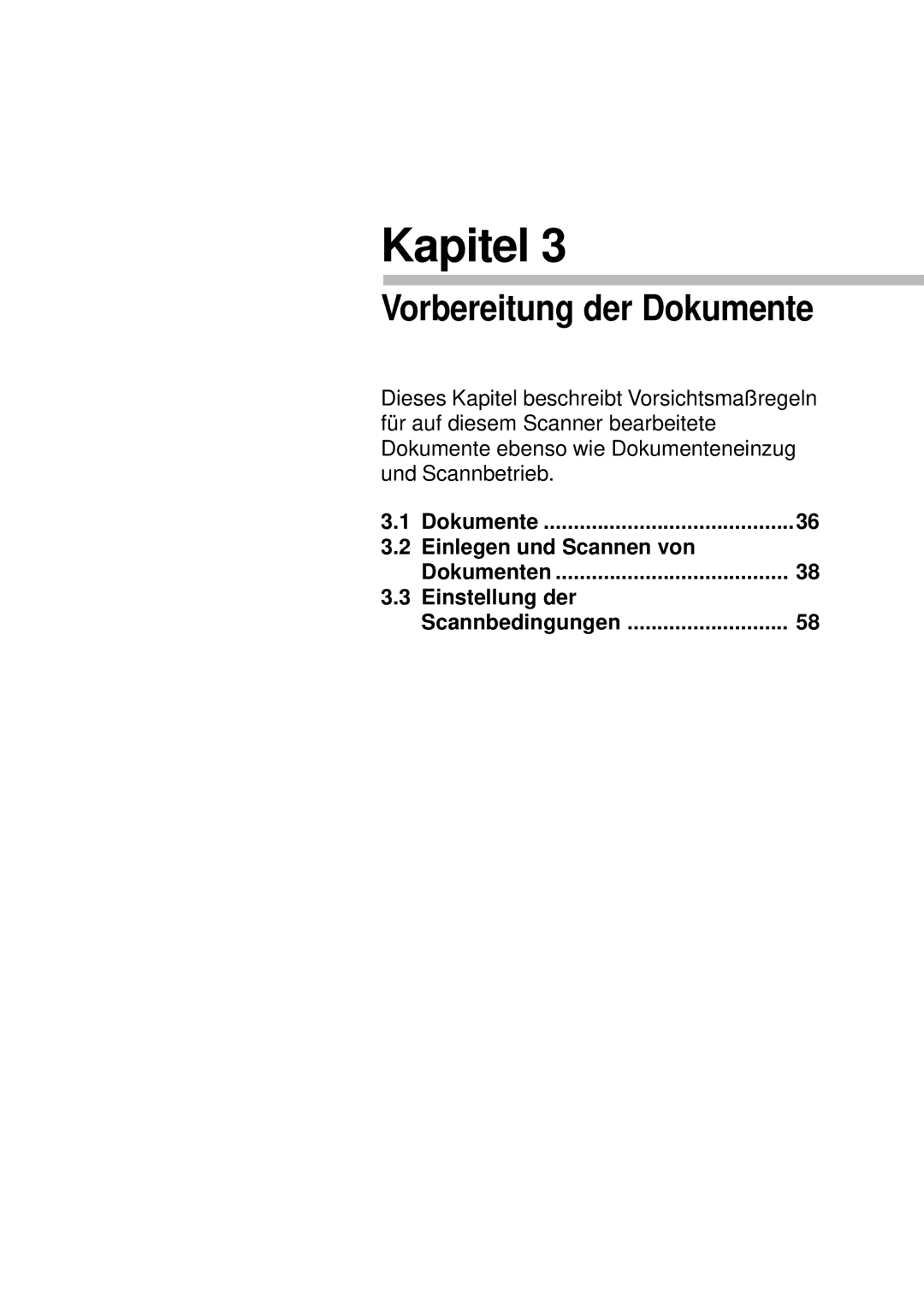 Canon DR-5080C, DR-5020 manual Kapitel, Vorbereitung der Dokumente 