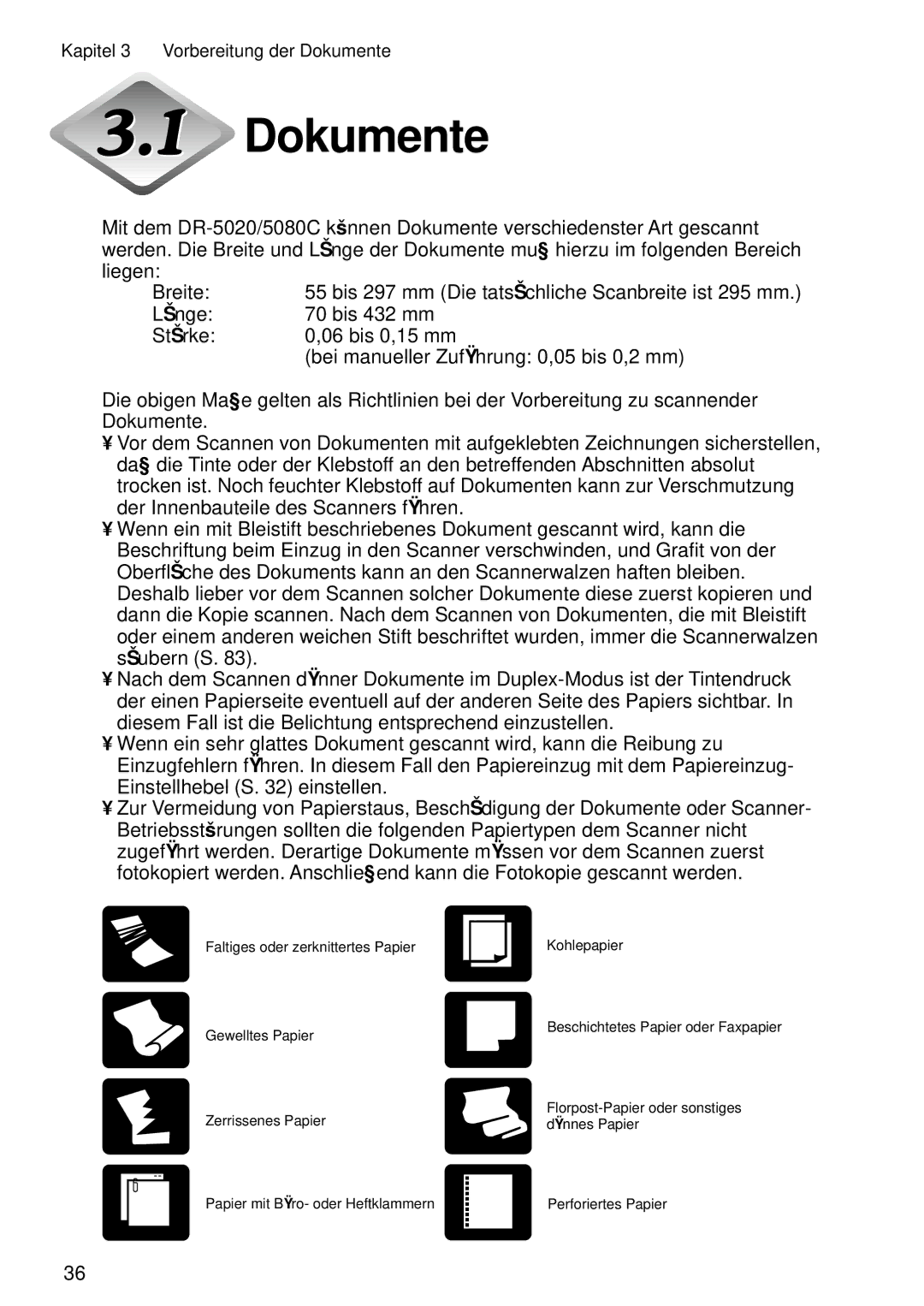 Canon DR-5020, DR-5080C manual Dokumente 