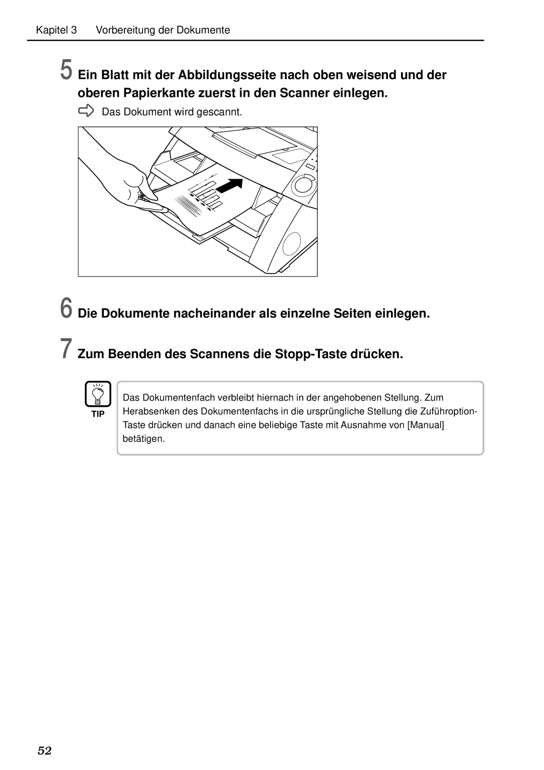 Canon DR-5020, DR-5080C manual Das Dokument wird gescannt 