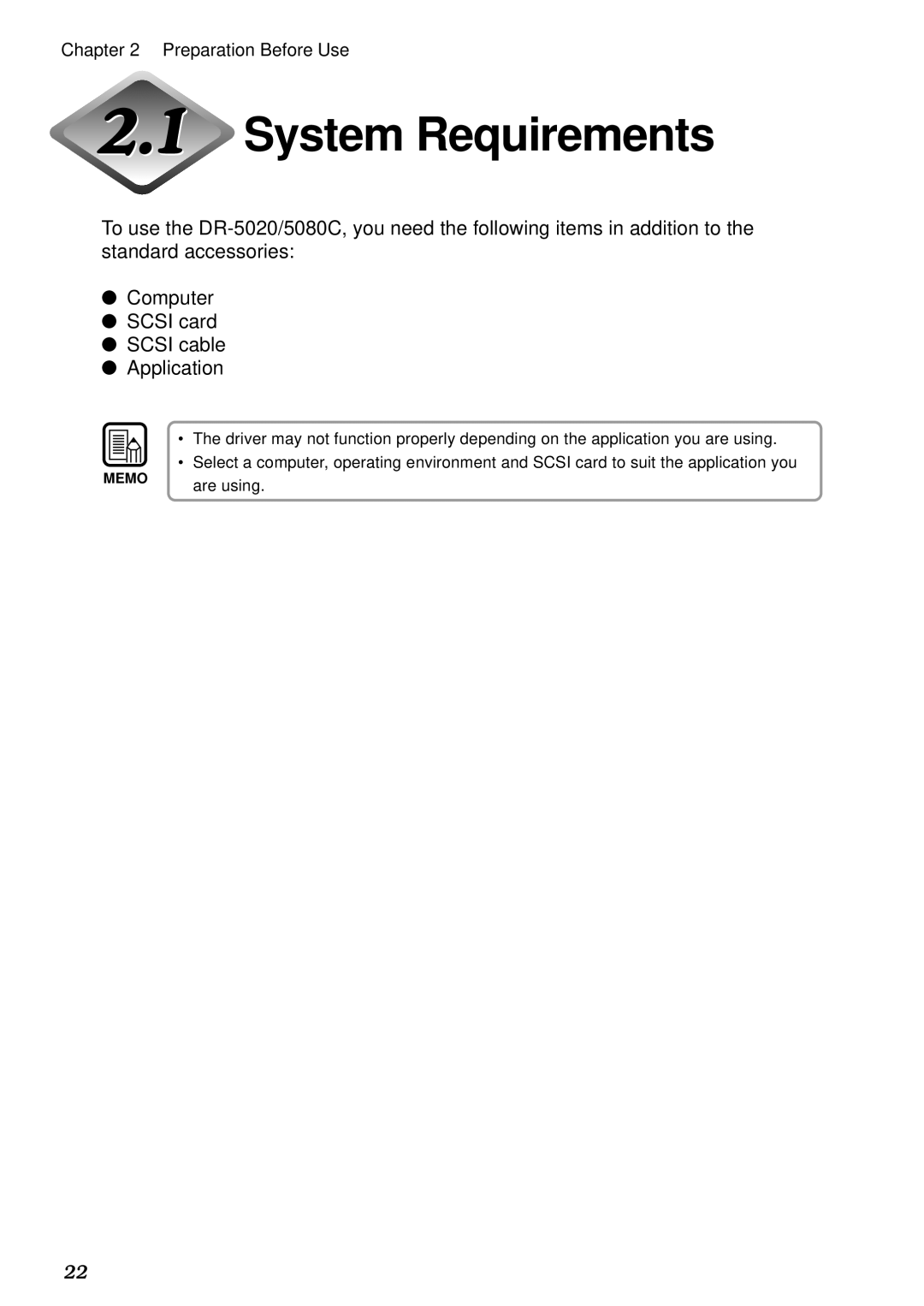 Canon DR-5020, DR-5080C manual System Requirements 