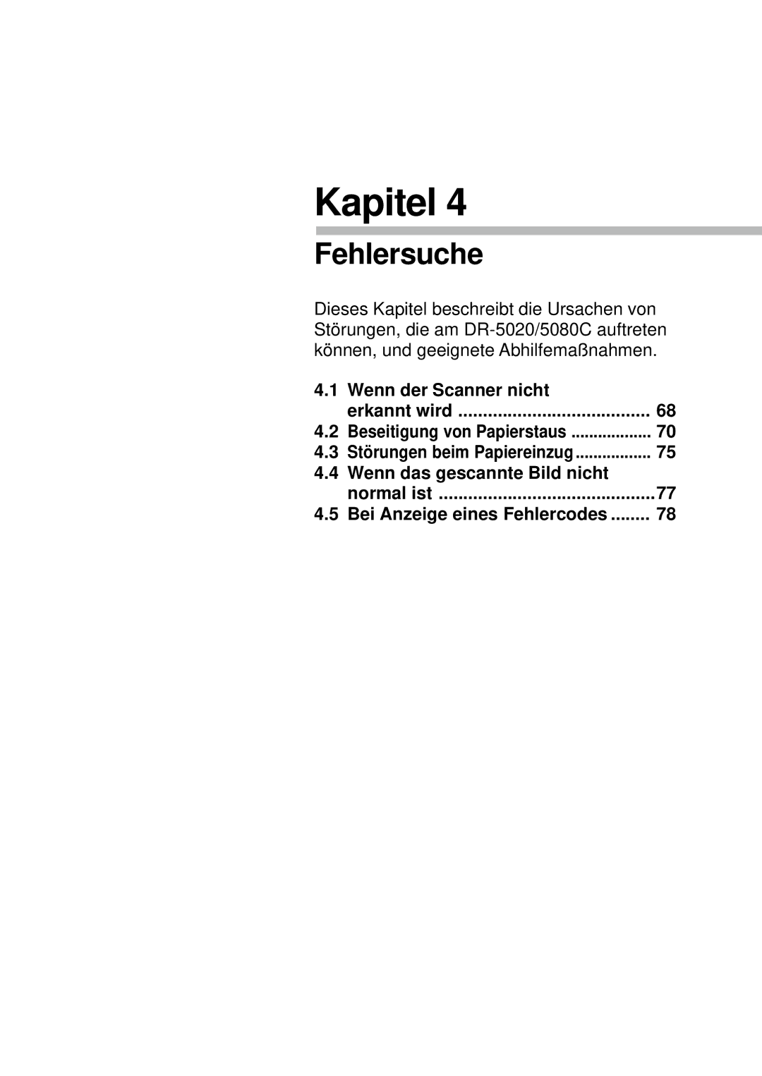 Canon DR-5080C, DR-5020 manual Fehlersuche, Wenn der Scanner nicht Erkannt wird 