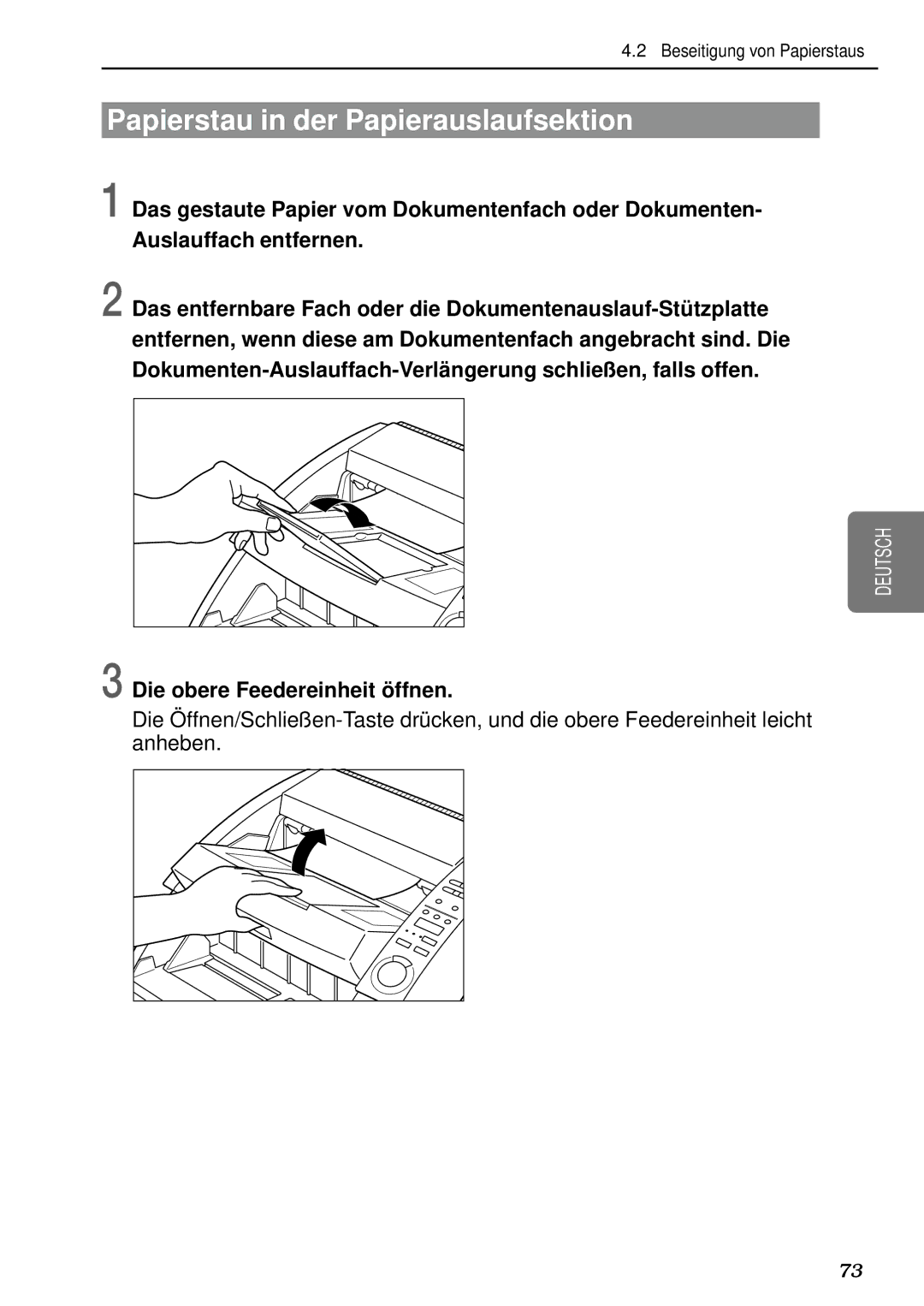 Canon DR-5080C, DR-5020 manual Papierstau in der Papierauslaufsektion 