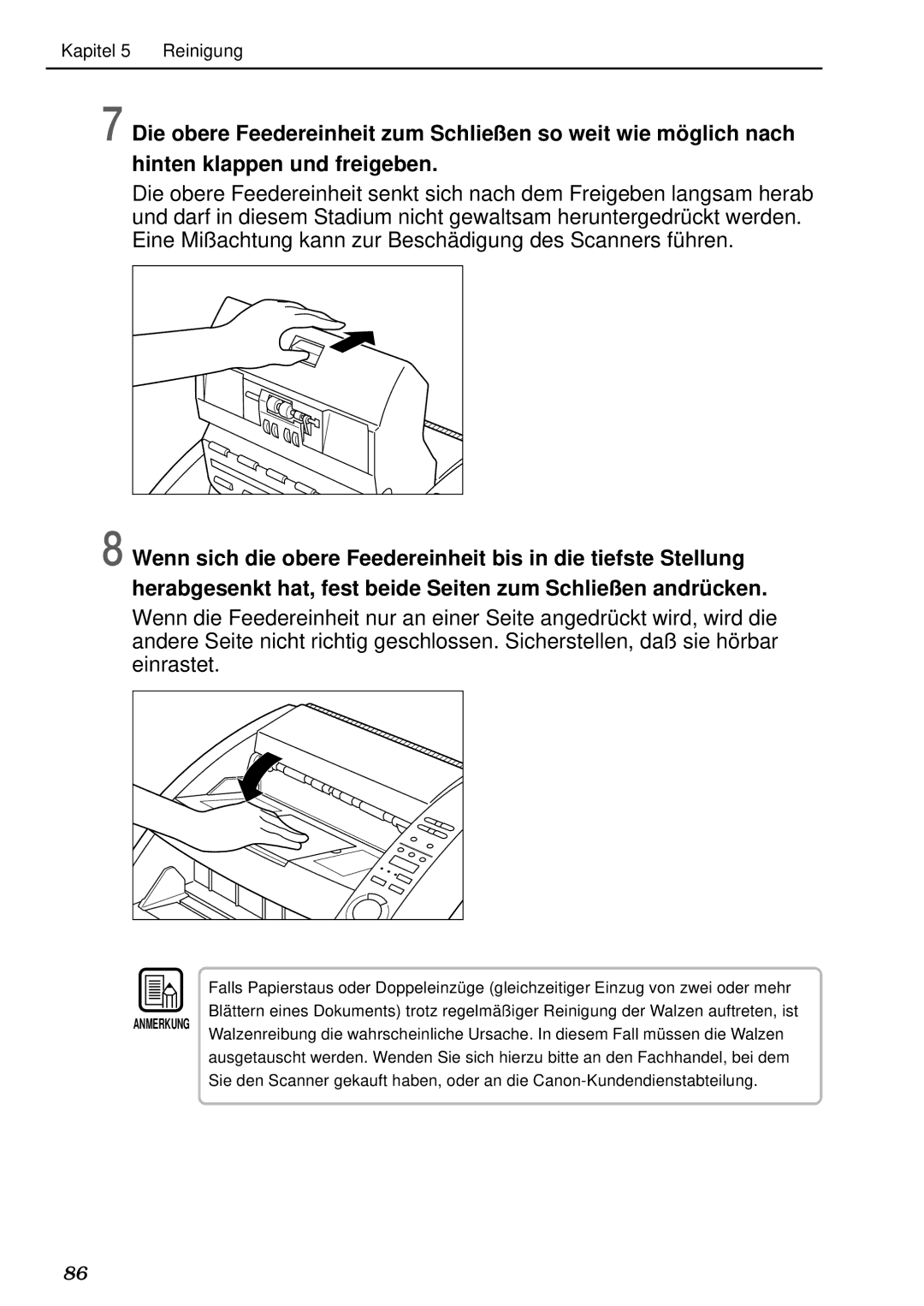 Canon DR-5020, DR-5080C manual Anmerkung 