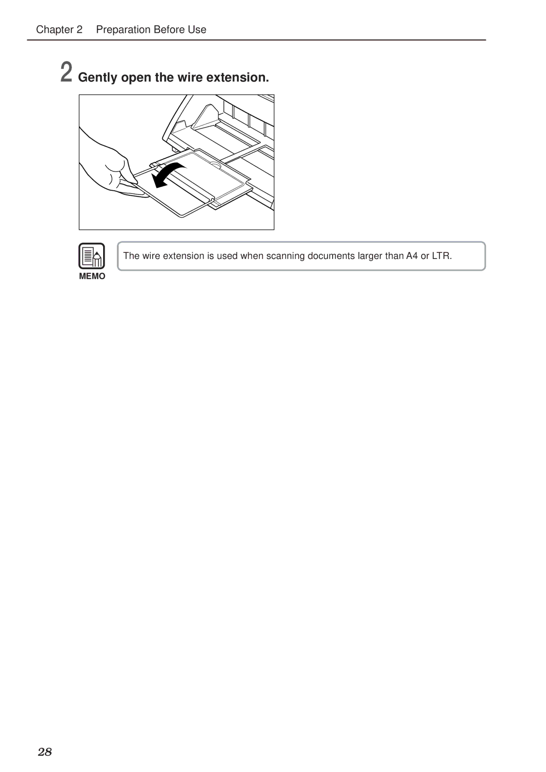 Canon DR-5020, DR-5080C manual Gently open the wire extension 