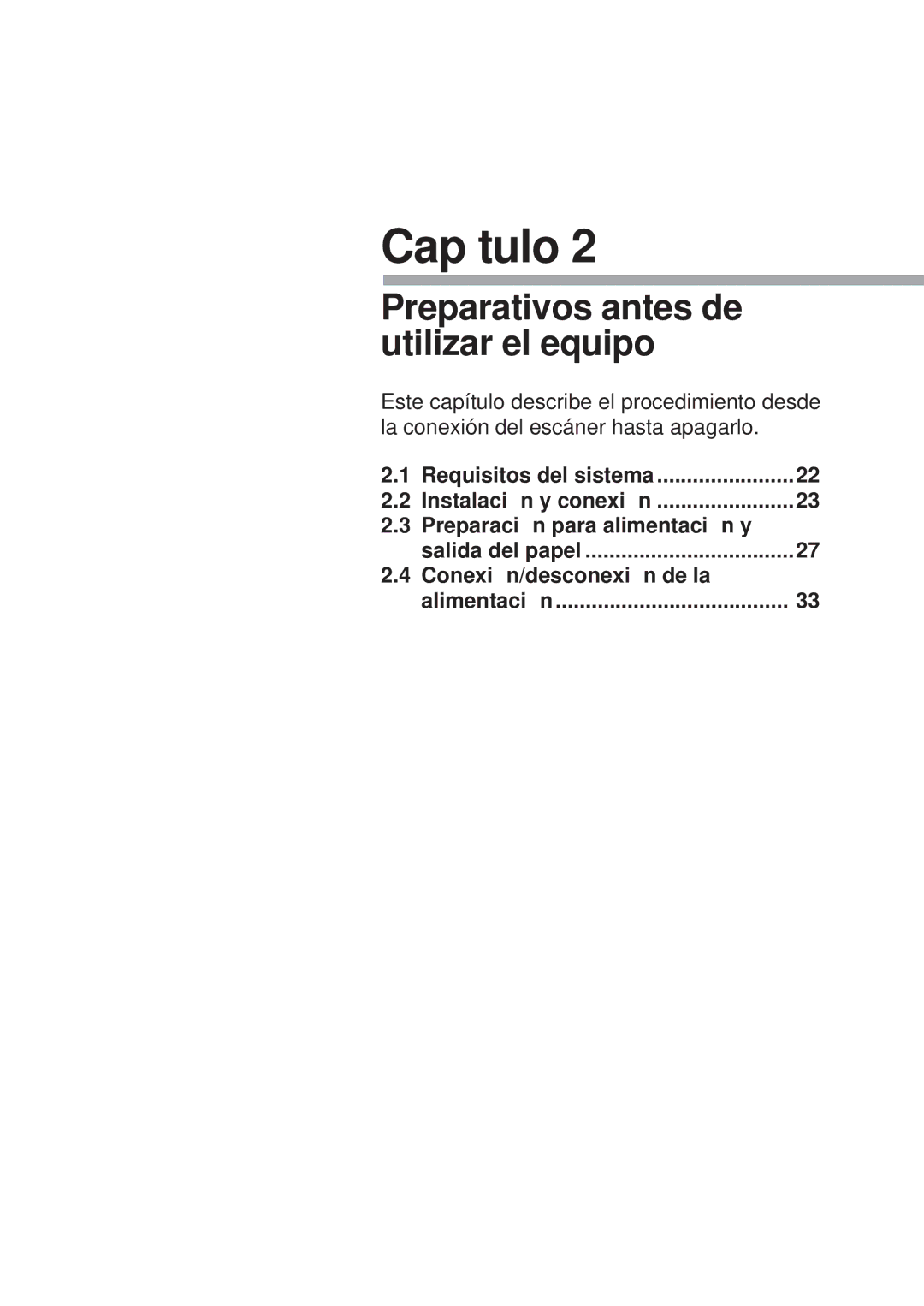 Canon DR-5080C, DR-5020 manual Capítulo, Preparativos antes de utilizar el equipo 