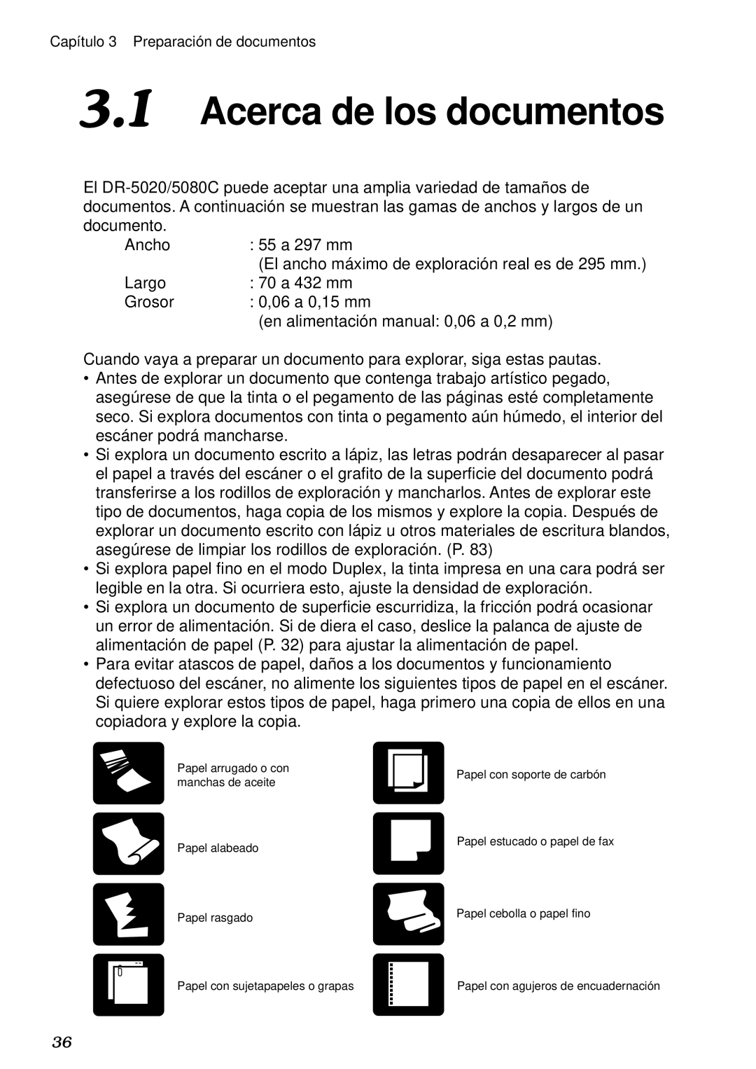 Canon DR-5020, DR-5080C manual Acerca de los documentos 