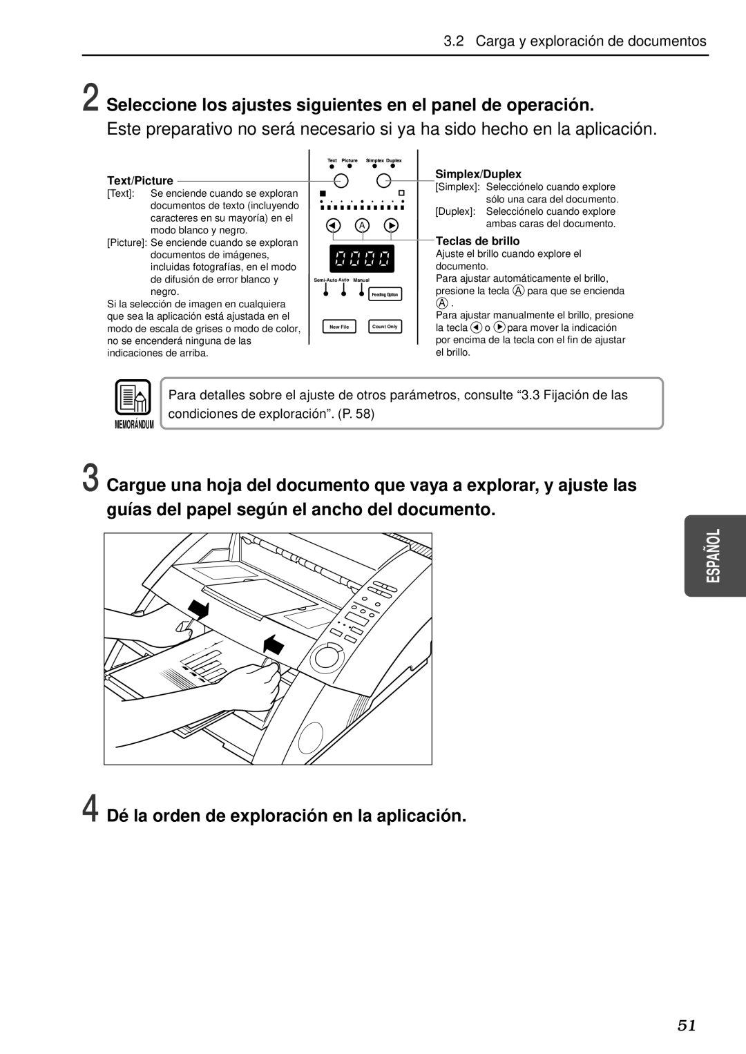 Canon DR-5080C, DR-5020 manual Seleccione los ajustes siguientes en el panel de operació n 