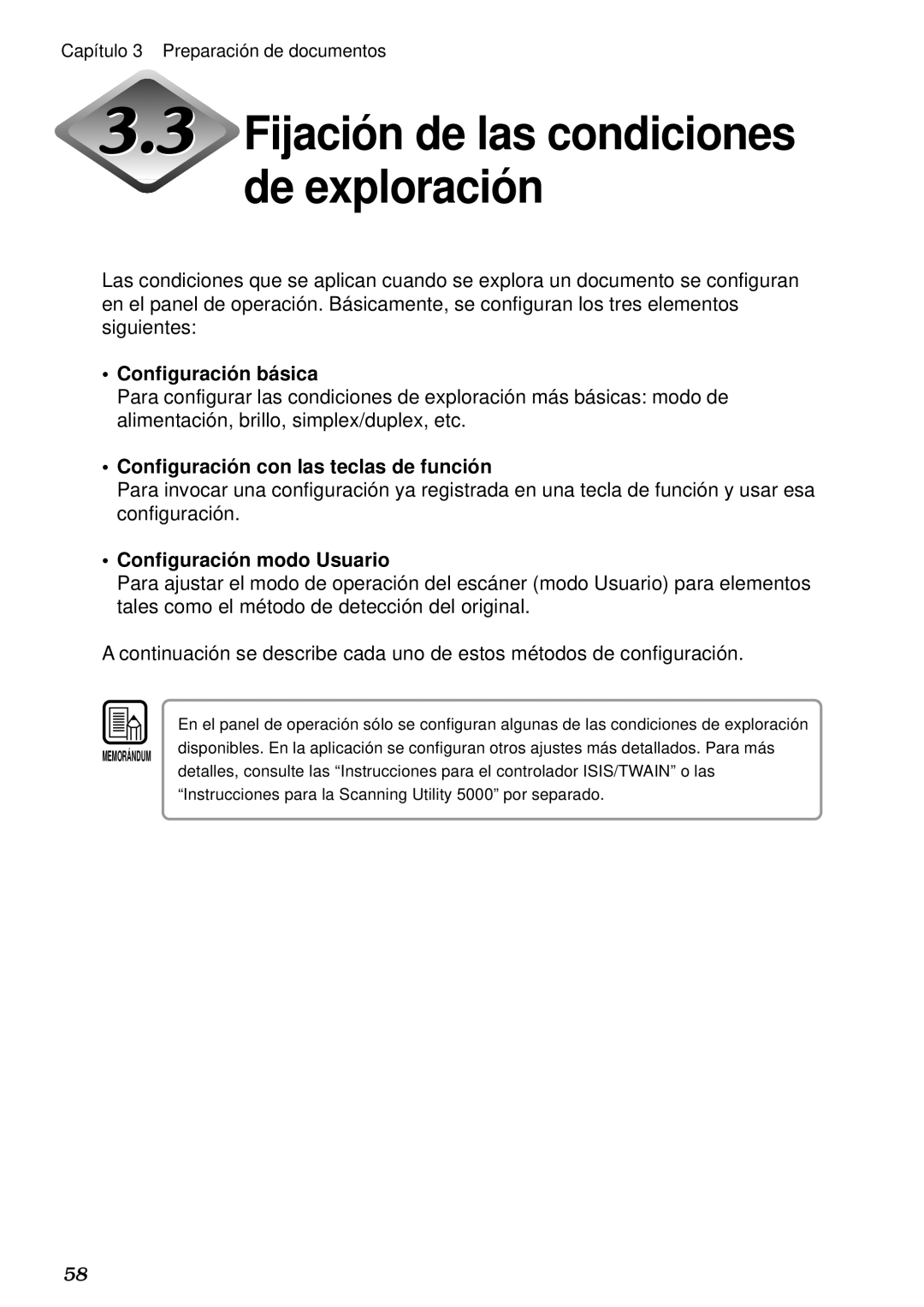 Canon DR-5020, DR-5080C Configuració n bá sica, Configuració n con las teclas de funció n, Configuració n modo Usuario 