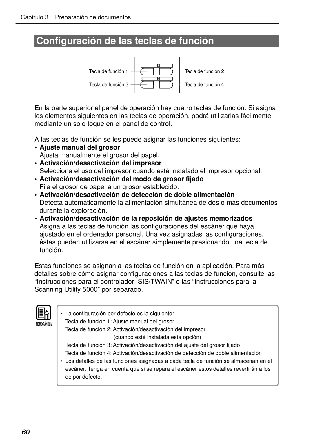 Canon DR-5020 Configuració n de las teclas de funció n, Ajuste manual del grosor, Ajusta manualmente el grosor del papel 