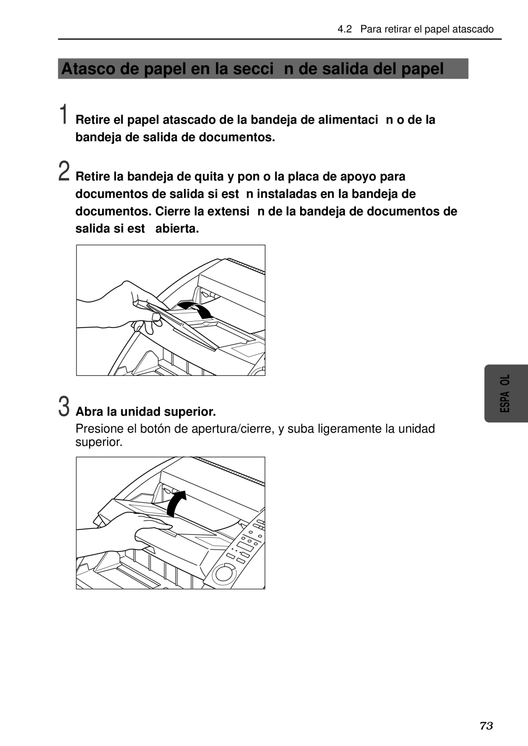 Canon DR-5080C, DR-5020 manual Atasco de papel en la secció n de salida del papel 