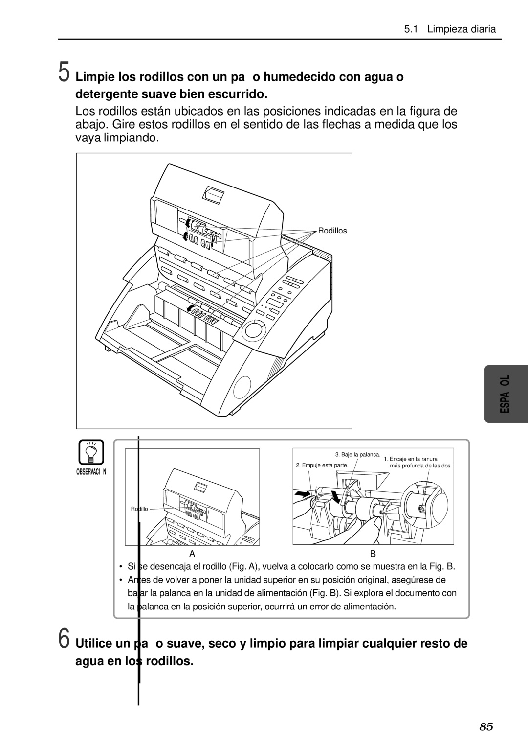 Canon DR-5080C, DR-5020 manual Rodillos 