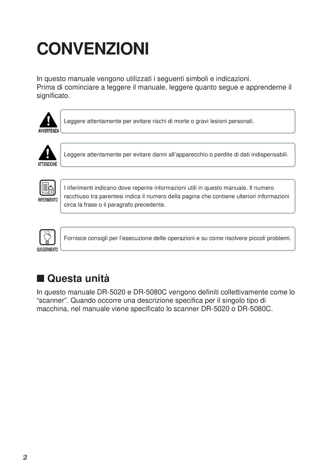 Canon DR-5020, DR-5080C manual Convenzioni, Questa unità 