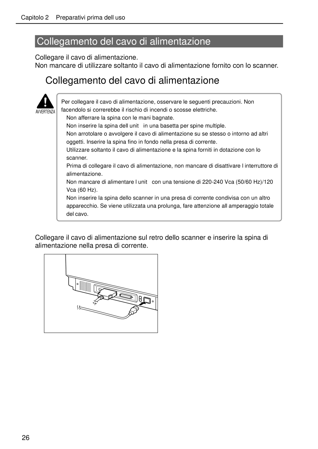 Canon DR-5020, DR-5080C manual Collegamento del cavo di alimentazione 