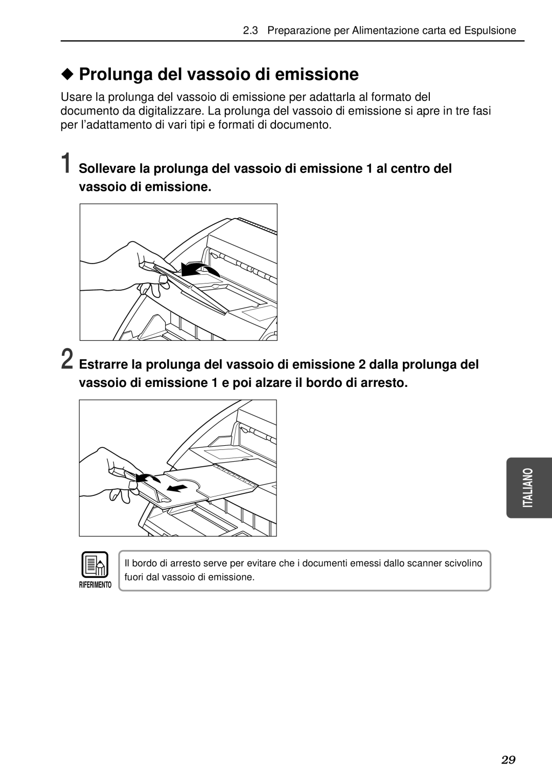 Canon DR-5080C, DR-5020 manual Prolunga del vassoio di emissione 