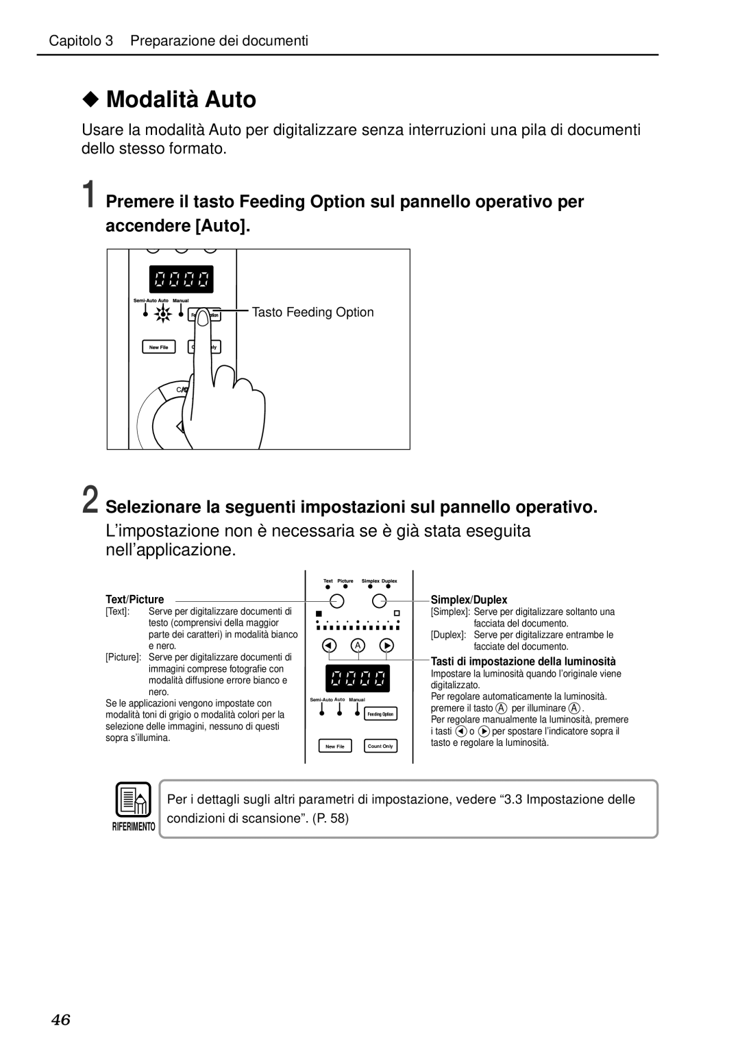 Canon DR-5020, DR-5080C manual Modalità Auto, Selezionare la seguenti impostazioni sul pannello operativo 