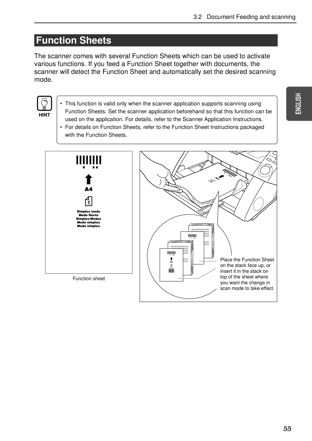 Canon DR-5080C, DR-5020 manual Function Sheets 