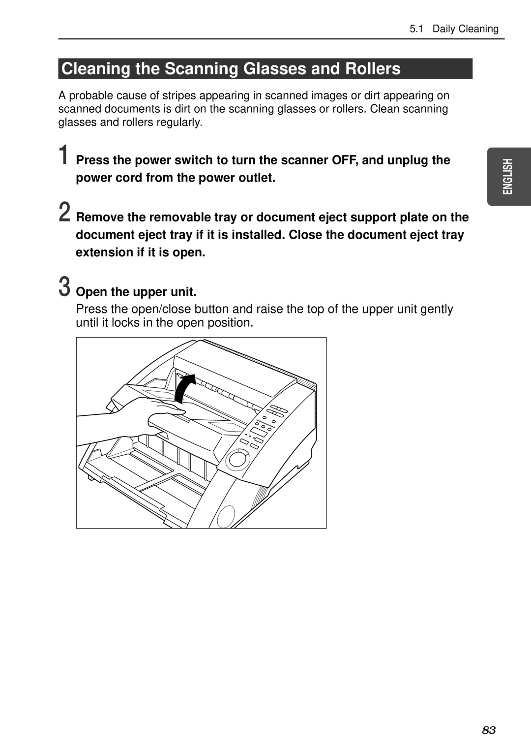 Canon DR-5080C, DR-5020 manual Cleaning the Scanning Glasses and Rollers 