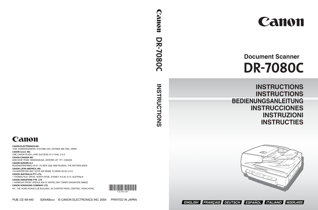 Canon DR-7080C manual Instructions 